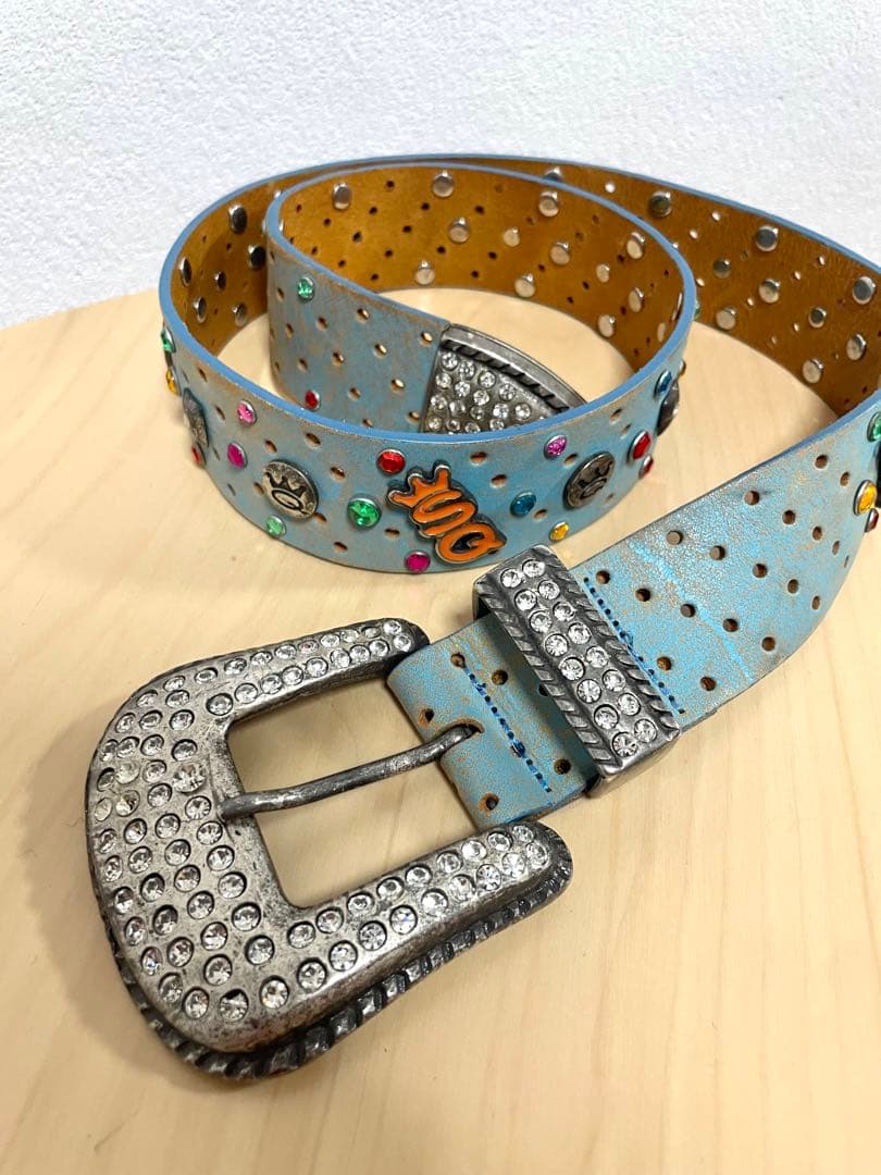 SAVE THE QUEEN ダイヤレザー水色ベルト　y2k 平成ギャル