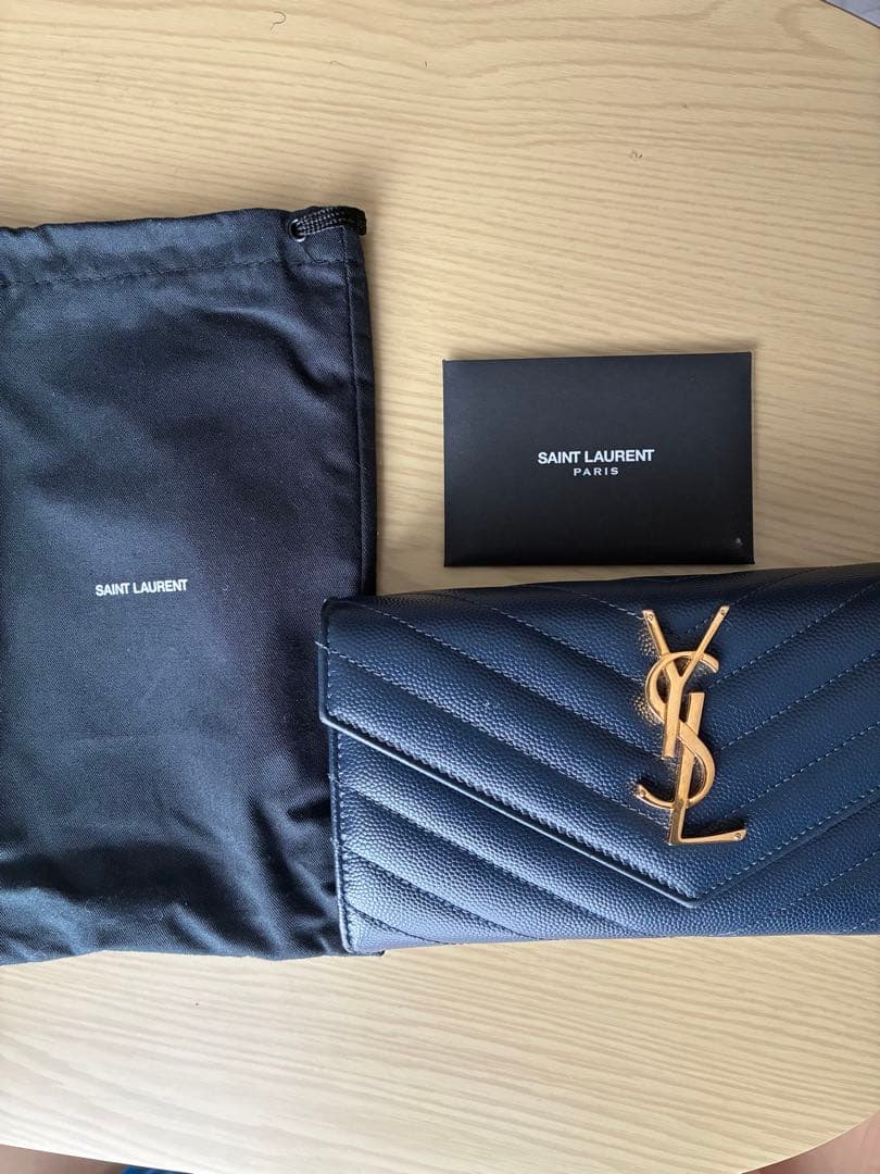 SAINT LAURENT ネイビー 長財布