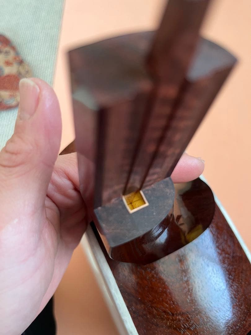 中棹　三味線　紅木　三つ折り　金入　ケース付き