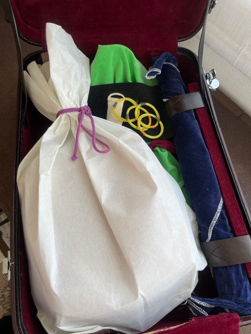 中棹　三味線　紅木　三つ折り　金入　ケース付き