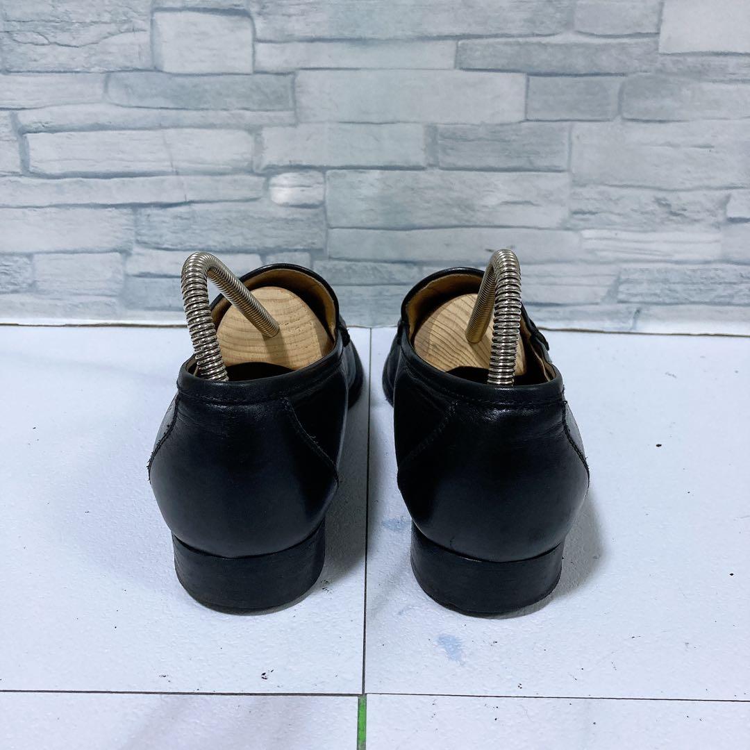 高級 HERMES エルメス モカシンパリ ローファー 黒 シルバー 23.5