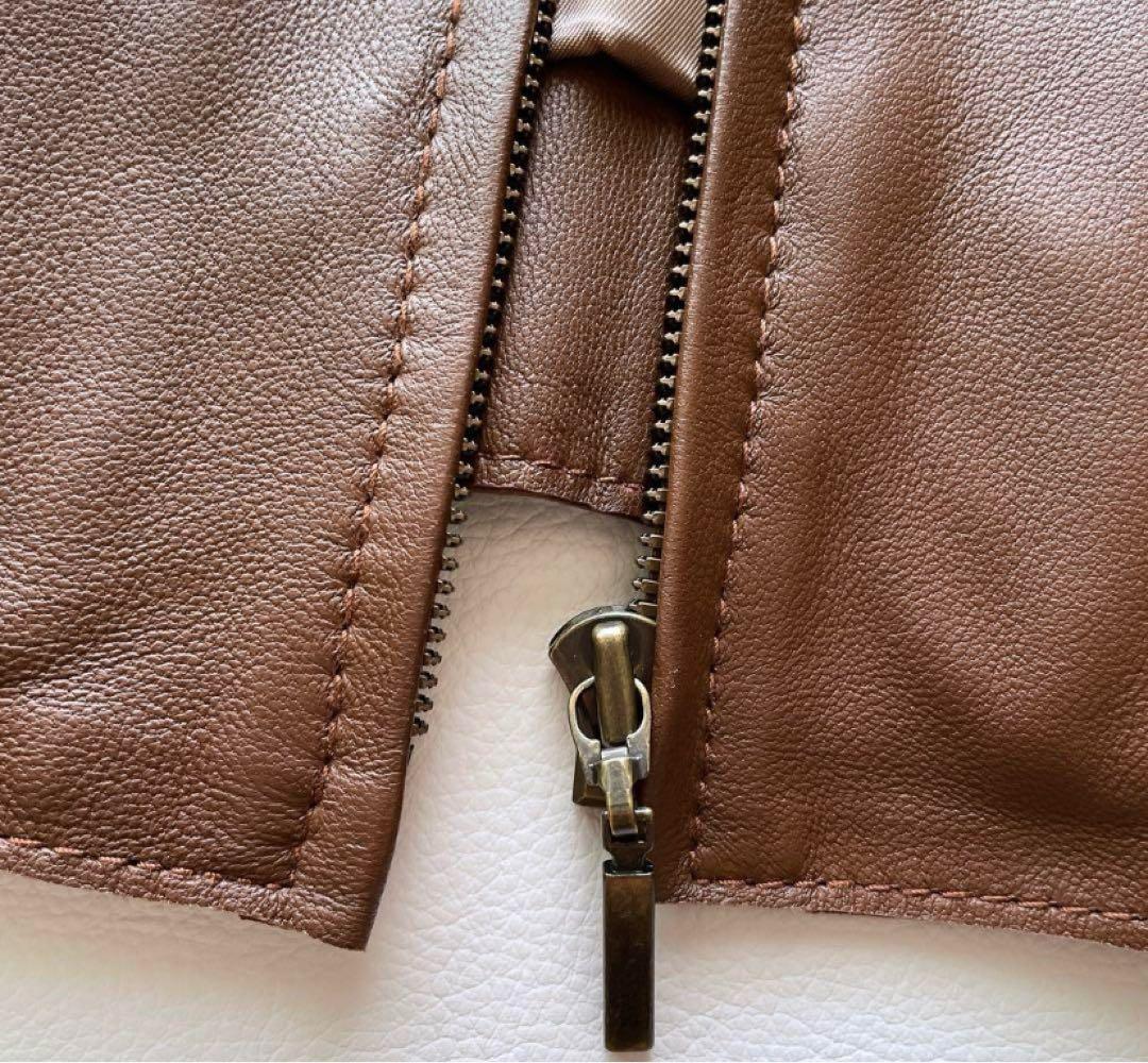 【美品】23区 レザージャケット シープレザー ノーカラージャケット 羊革 40