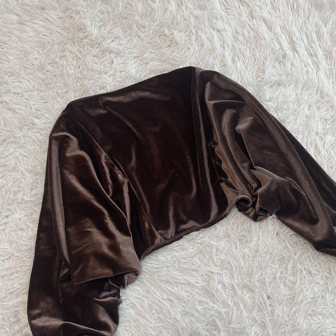 美品 PourVous ボレロセットベロアドレス 結婚式 パーティー お呼ばれ