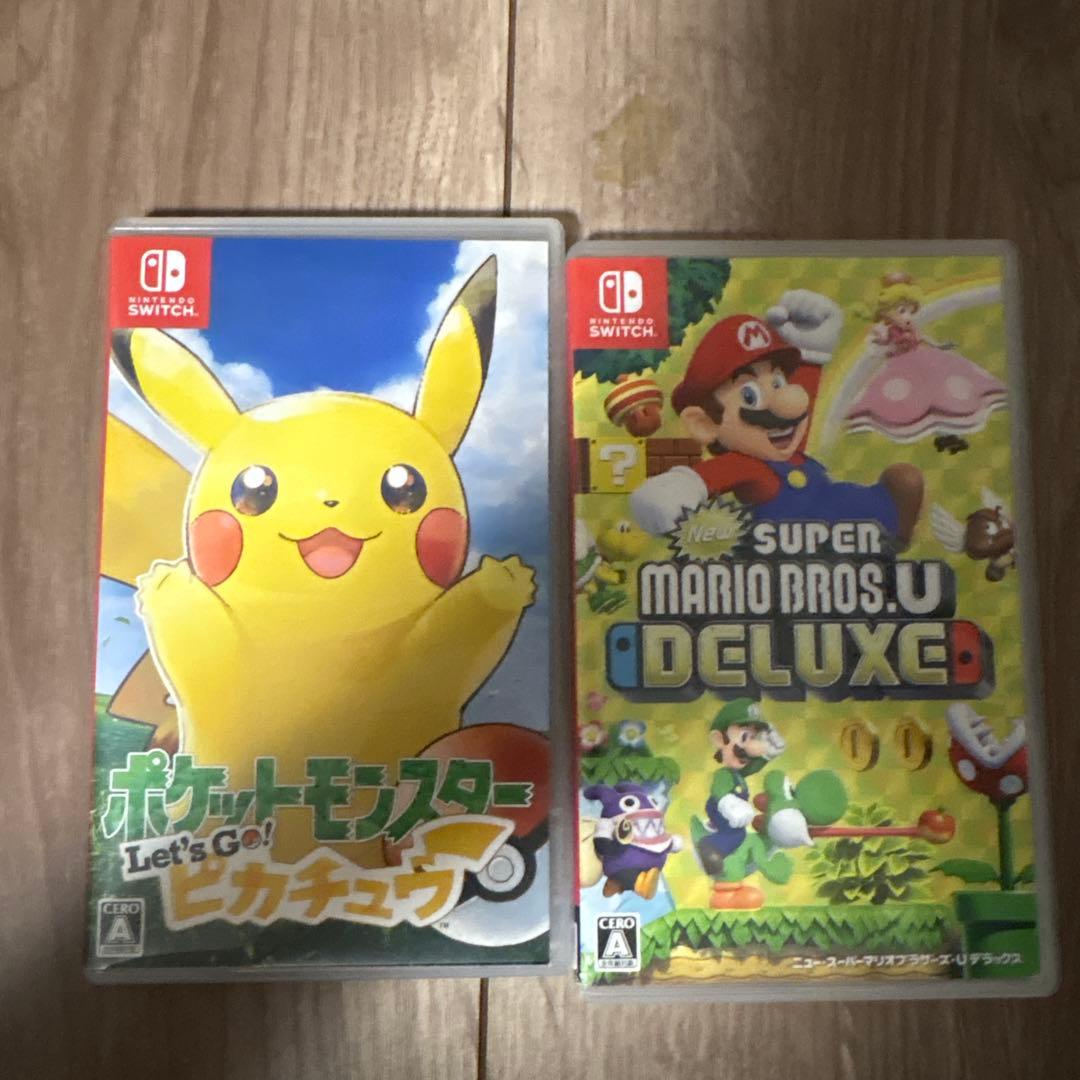 ポケモンレッツゴーピカチュウと マリオのケースの中に画像内のカセット選べます。