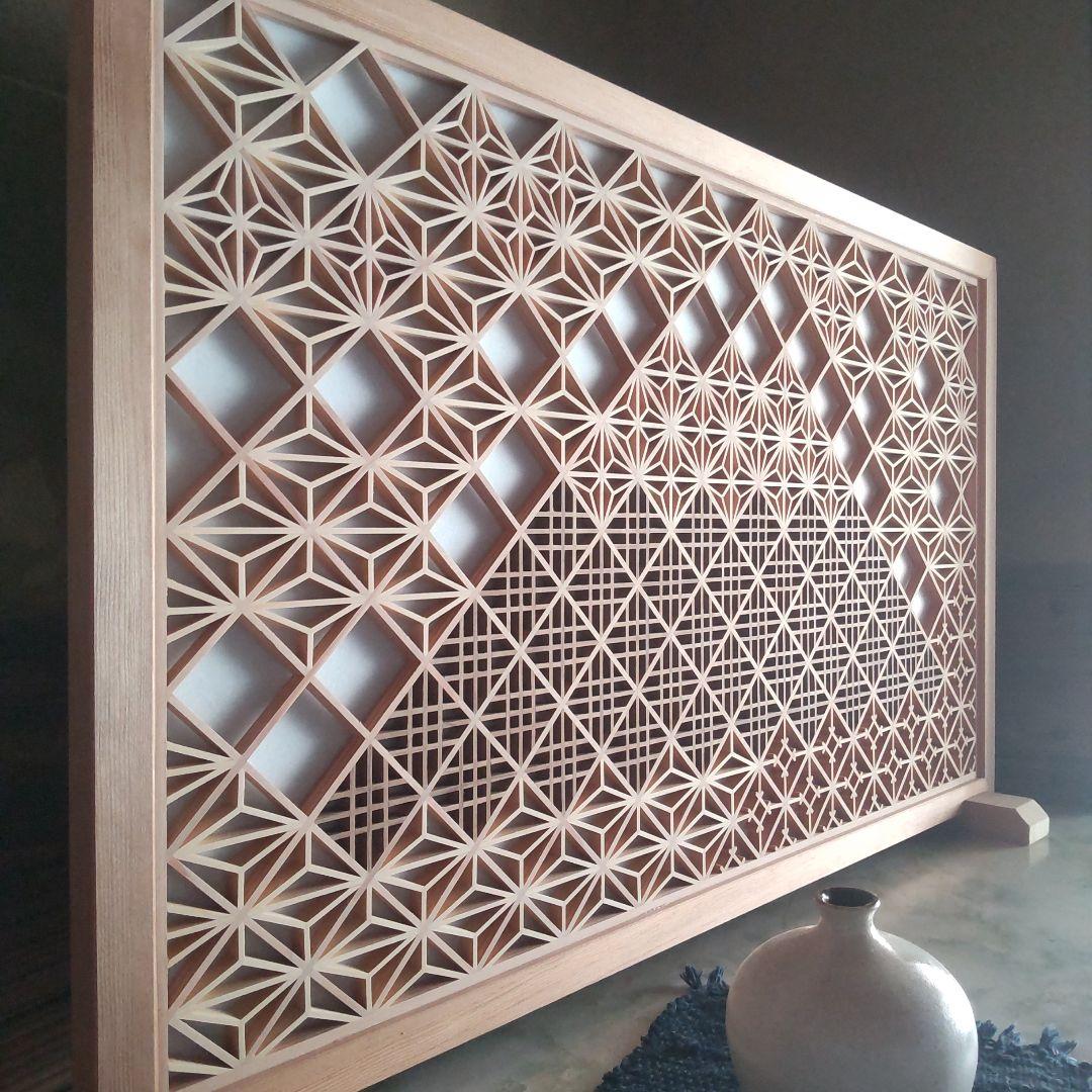 組子 組子細工 富士山 衝立 建具職人 日本 伝統 オブジェ アート 飾り物