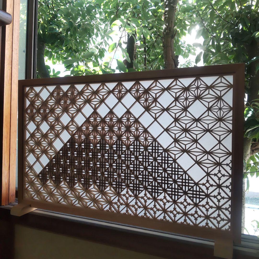 組子 組子細工 富士山 衝立 建具職人 日本 伝統 オブジェ アート 飾り物