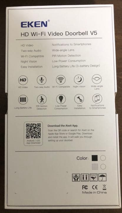 V5ワイヤレススマートビデオドアベルWi-Fiドアベルビジュアルセキュリティ。