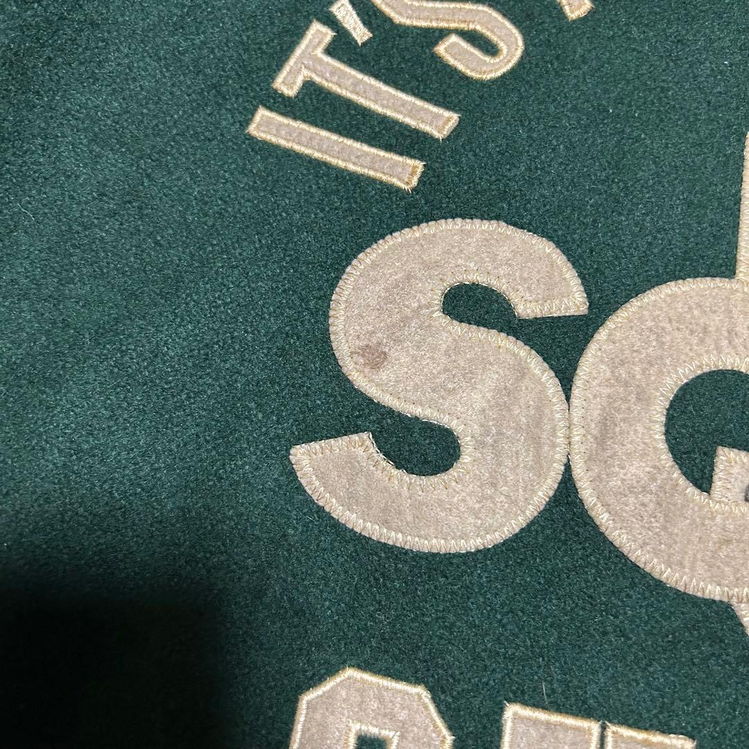 レア SCENE by VAN JAC バックロゴ 牛革 袖 スタジャン 緑 L