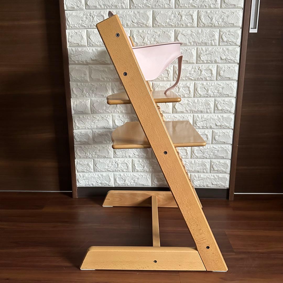 美品 ストッケ トリップトラップ ナチュラル シリアル3 ベビーセット ピンク