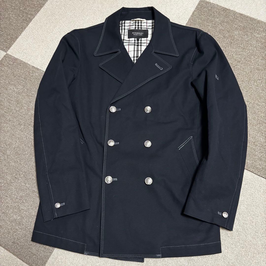 【美品】バーバリーブラックレーベル ノバチェック 銀ボタン ダブル ジャケット