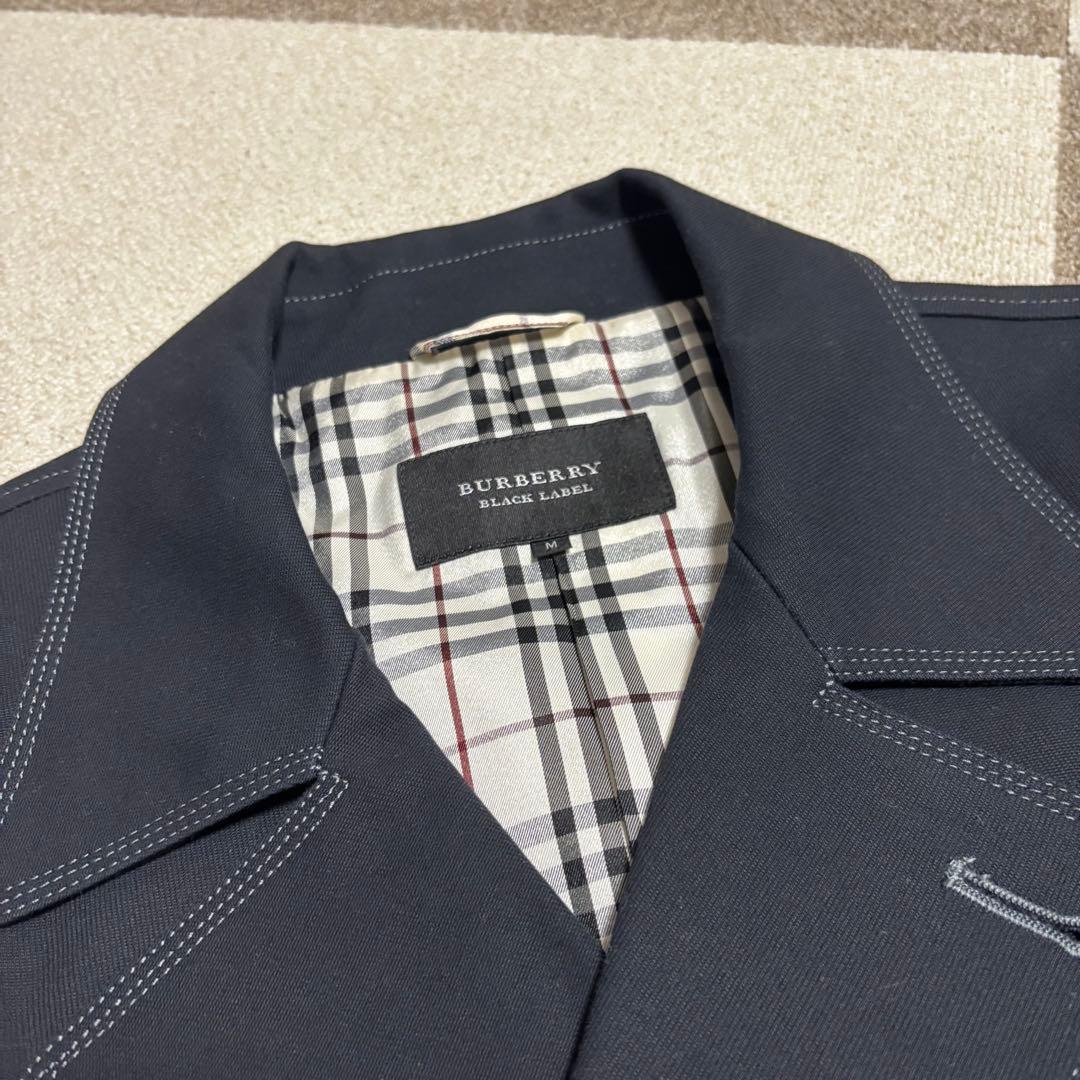 【美品】バーバリーブラックレーベル ノバチェック 銀ボタン ダブル ジャケット