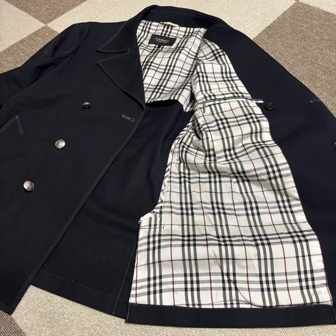 【美品】バーバリーブラックレーベル ノバチェック 銀ボタン ダブル ジャケット