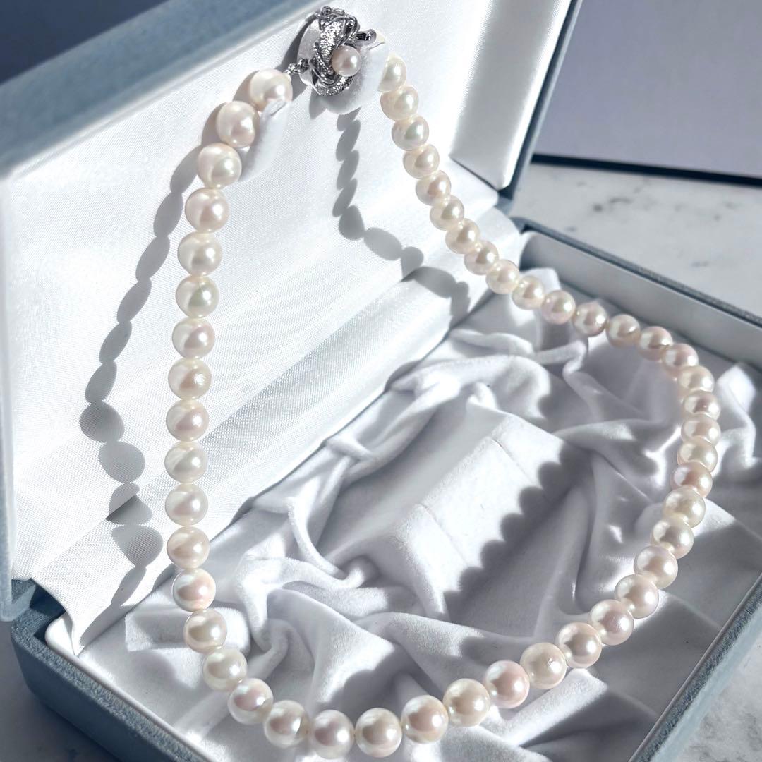 干渉色◎大珠8.5mm✨あこや本真珠パールネックレス 冠婚葬祭/卒業式/入学式