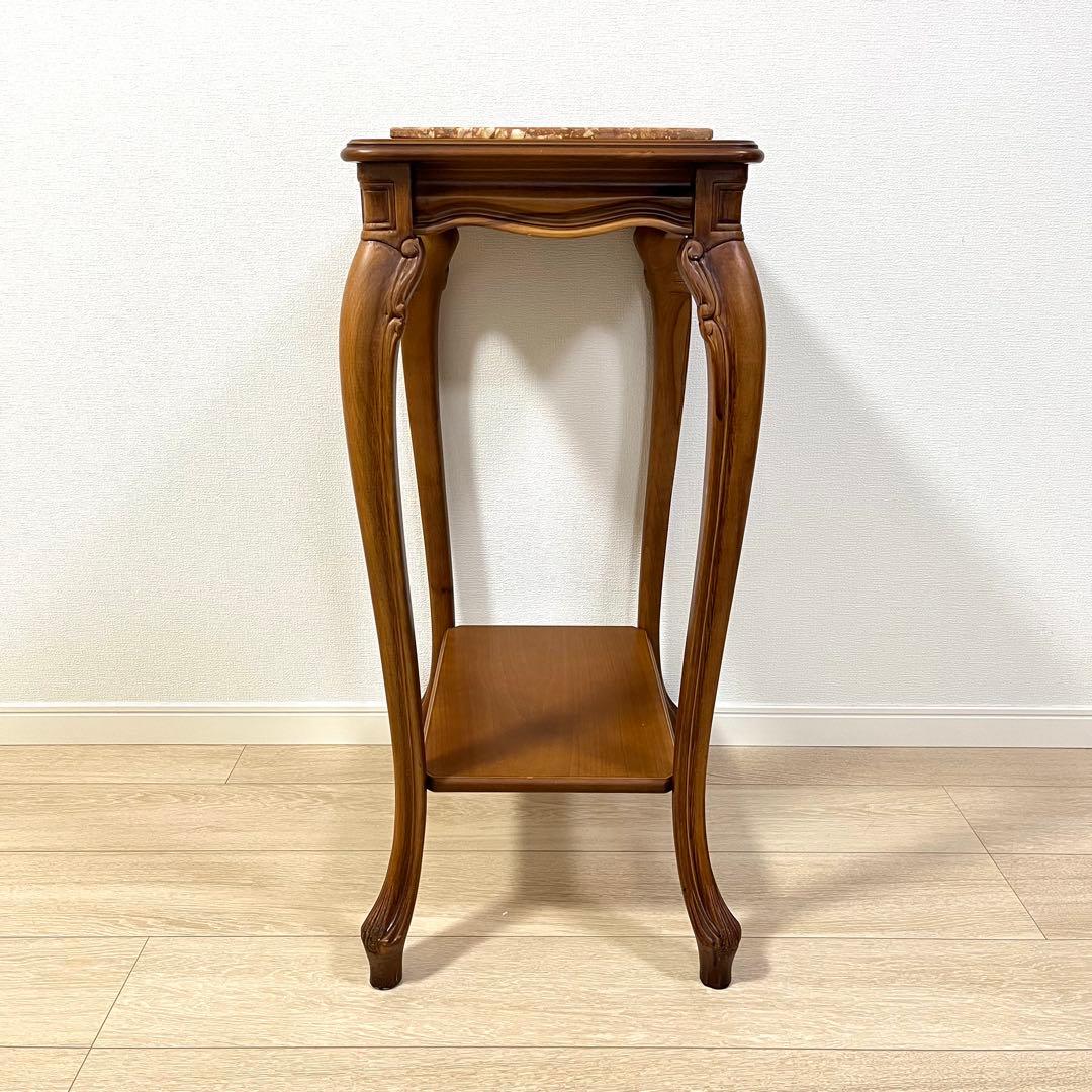 (つ50)大理石コンソールテーブル/ナイトテーブル/花台/飾り台/イタリア家具