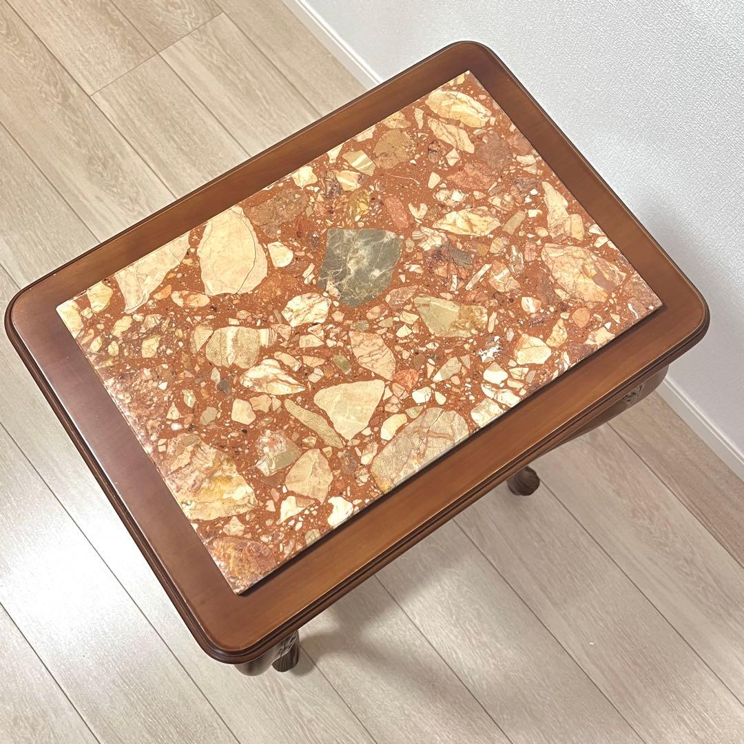 (つ50)大理石コンソールテーブル/ナイトテーブル/花台/飾り台/イタリア家具