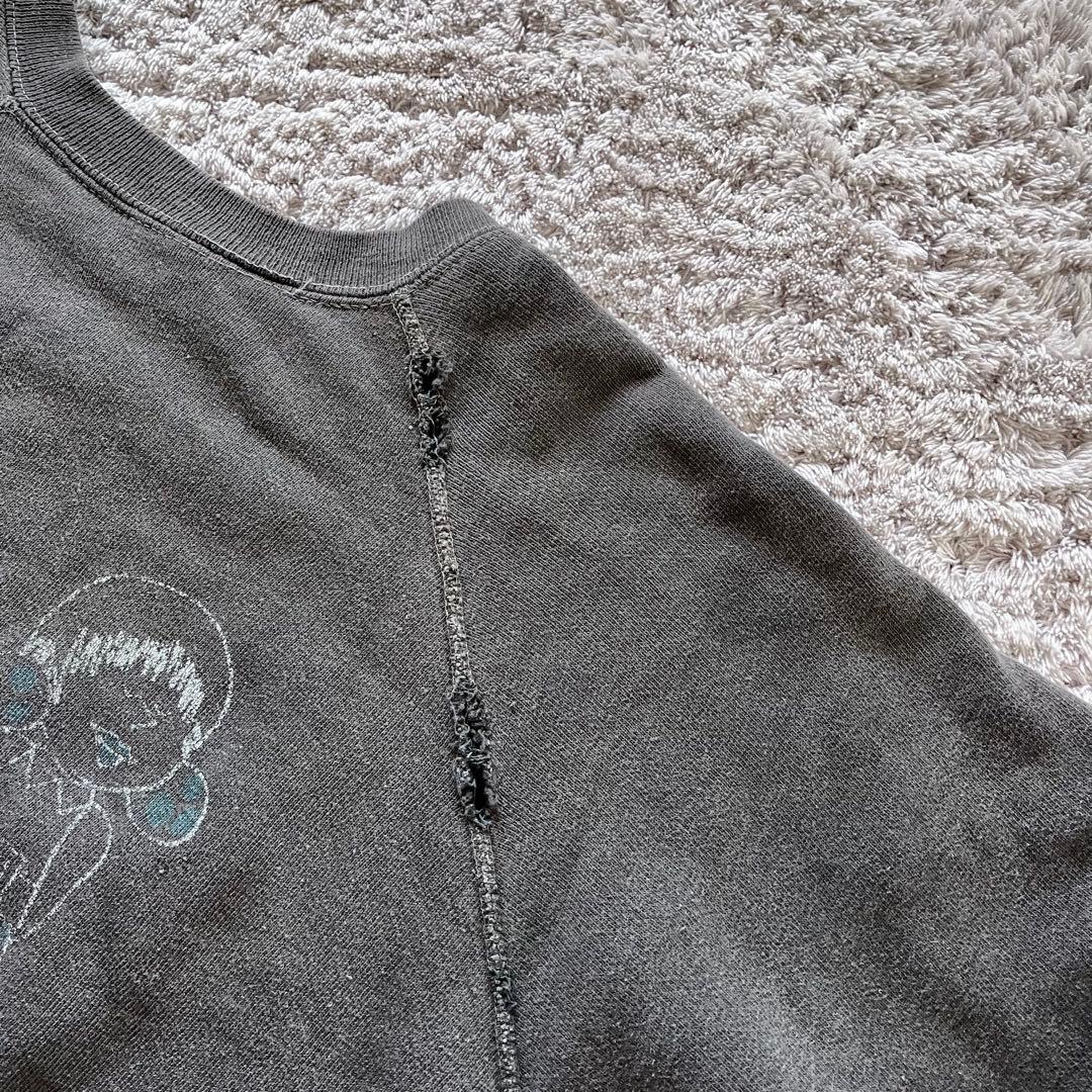 60s vintage sweat ブラック　グッドプリント　半袖スウェット