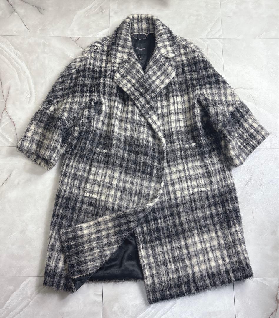 マックスマーラ　42ウィークエンド　アルパカウールシャギー　チェック