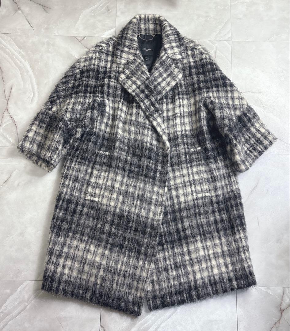 マックスマーラ　42ウィークエンド　アルパカウールシャギー　チェック