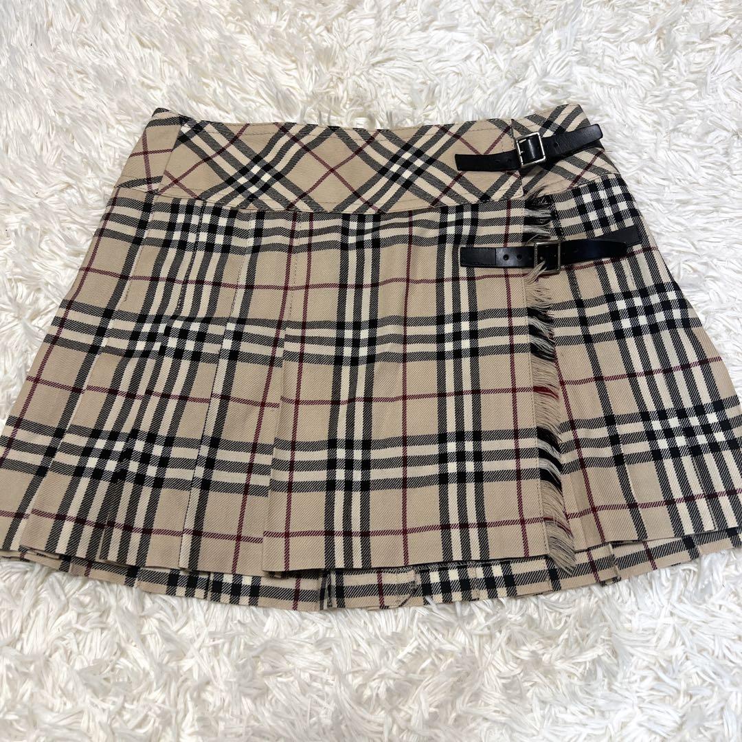 バーバリー スカート 安室奈美恵 プリーツ ベージュ ノバチェック ベルト