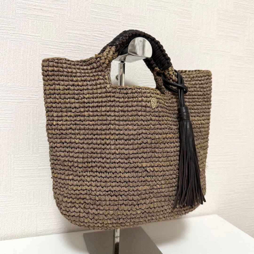 【極美品】ヘレンカミンスキー ラフィア かごバッグ タッセル