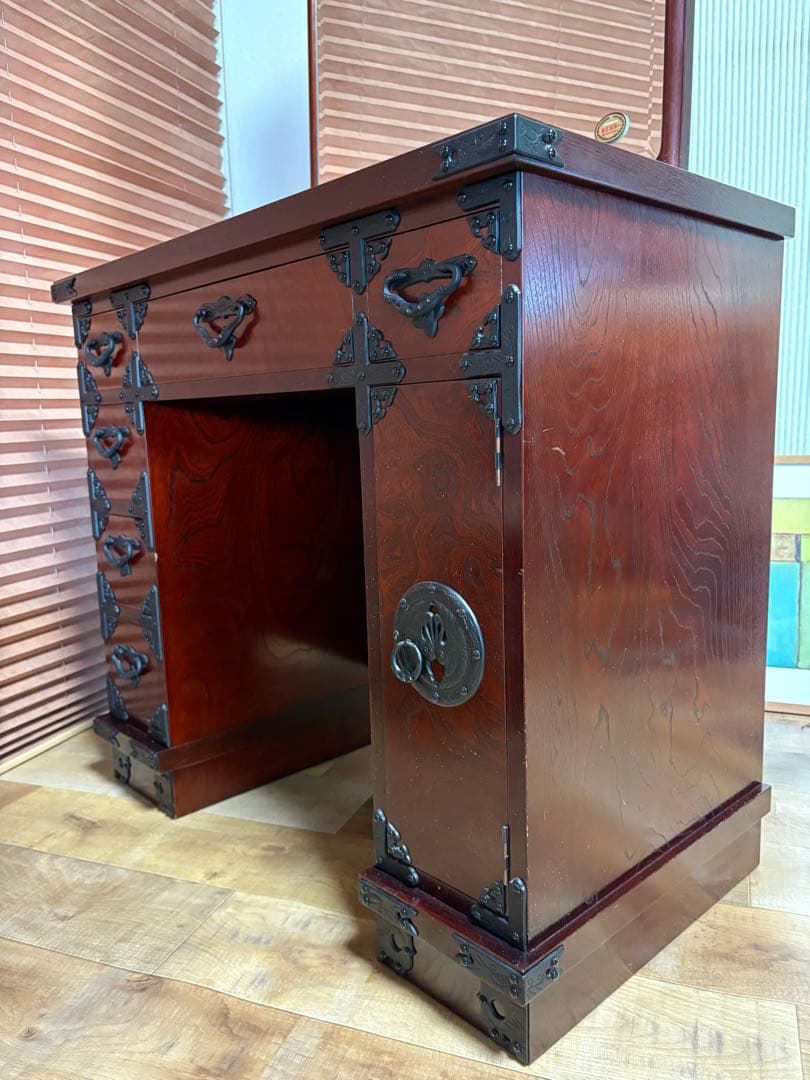 遠野民芸　欅　漆塗　南部鉄　鏡台　ドレッサー　検）岩谷堂　和家具