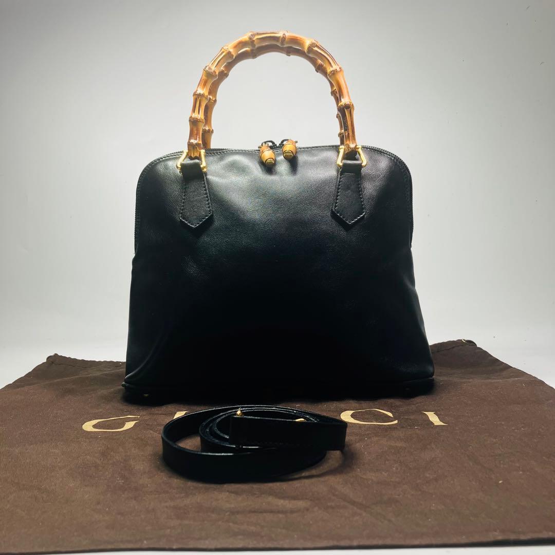 美品　GUCCI オールド　グッチ　バンブー　2way ショルダー　バッグ　黒