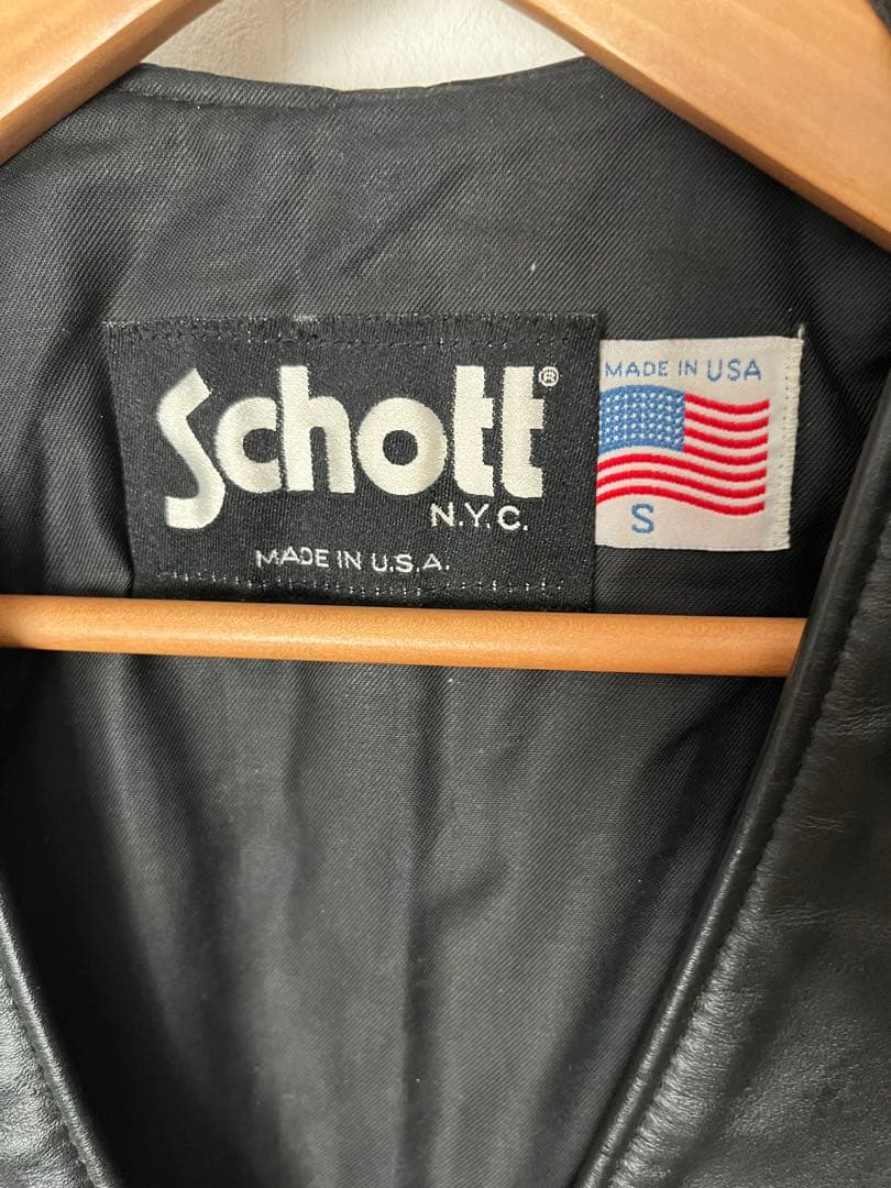 Schottショット レザーベスト LEATHER VEST ブラック
