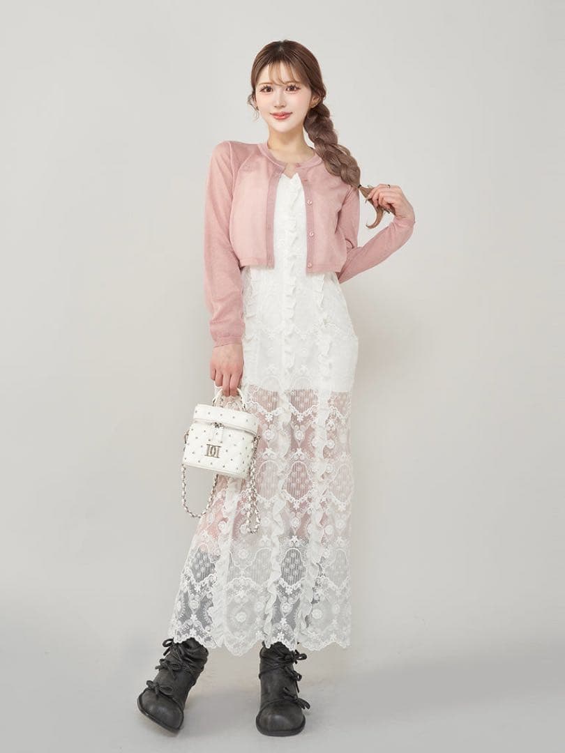 Darichダーリッチ キルティングビジュースクエアミニバッグ バニティホワイト