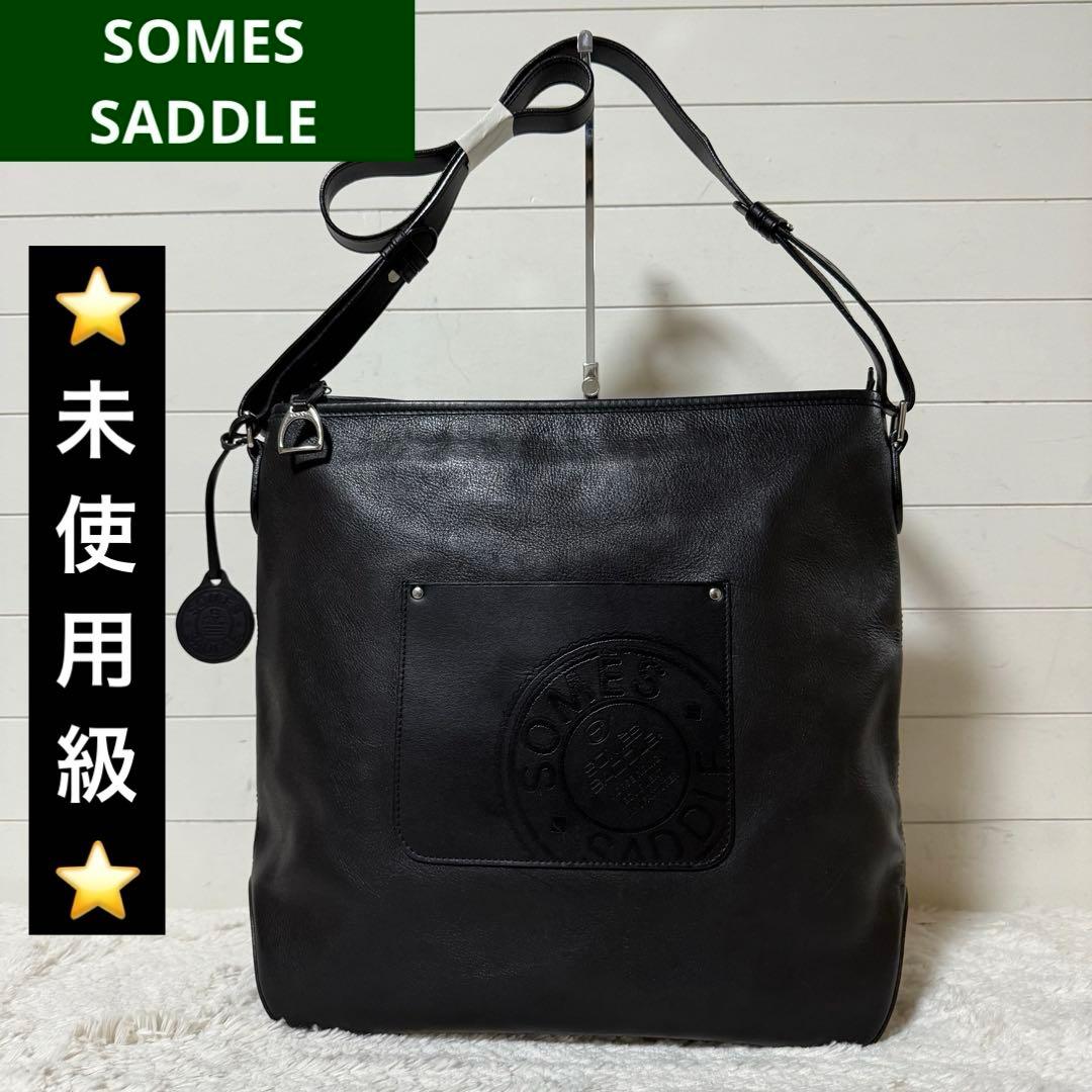 ⭐️未使用級⭐️　ソメスサドル　ショルダーバッグ　BIGロゴ　ブラック　レザー
