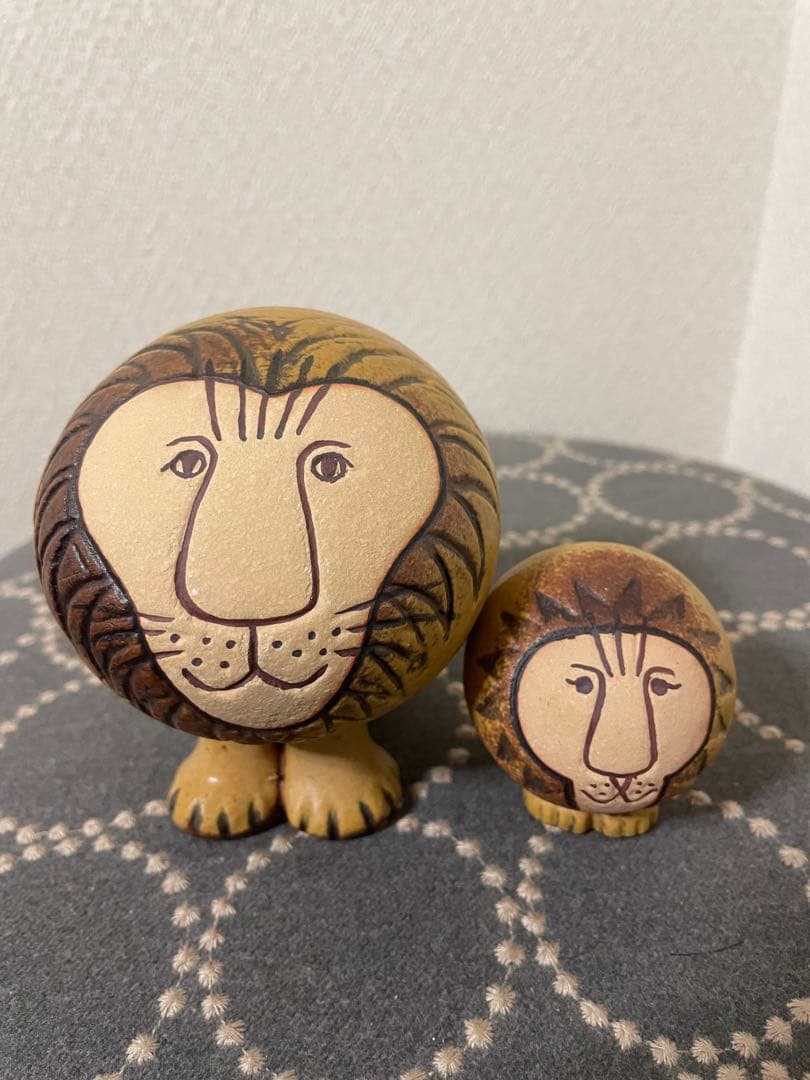 リサラーソン 置物 ライオン セミミディアム（中）&ミニ（小）　2点セット　陶器