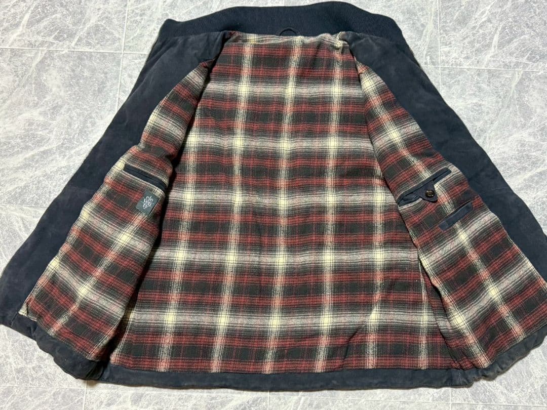 ELEVENTY イレブンティ スエードレザー チェック総柄 ダウンベスト 56