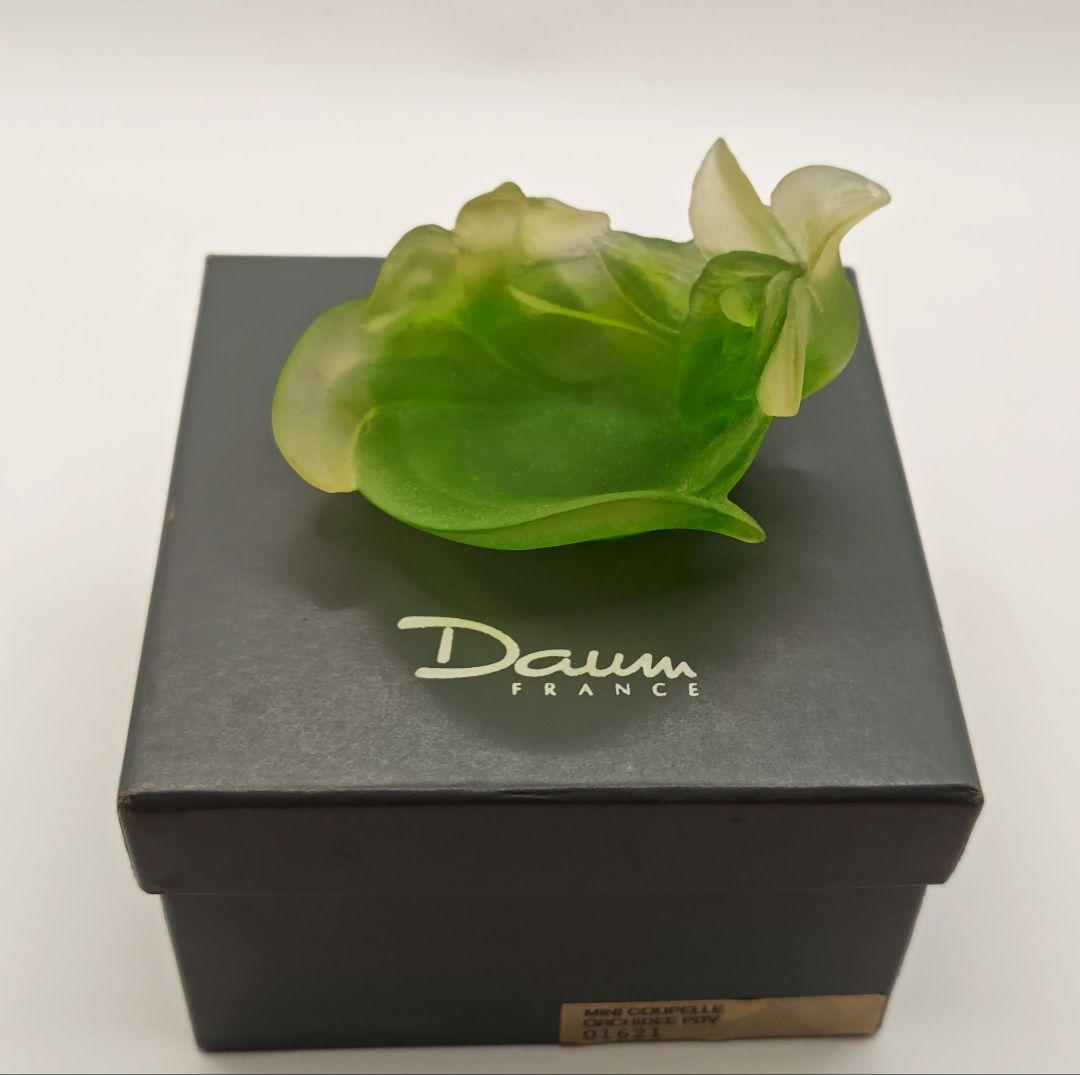 Daum ドーム　グリーンの花　 パートドべール ガラス クリスタル