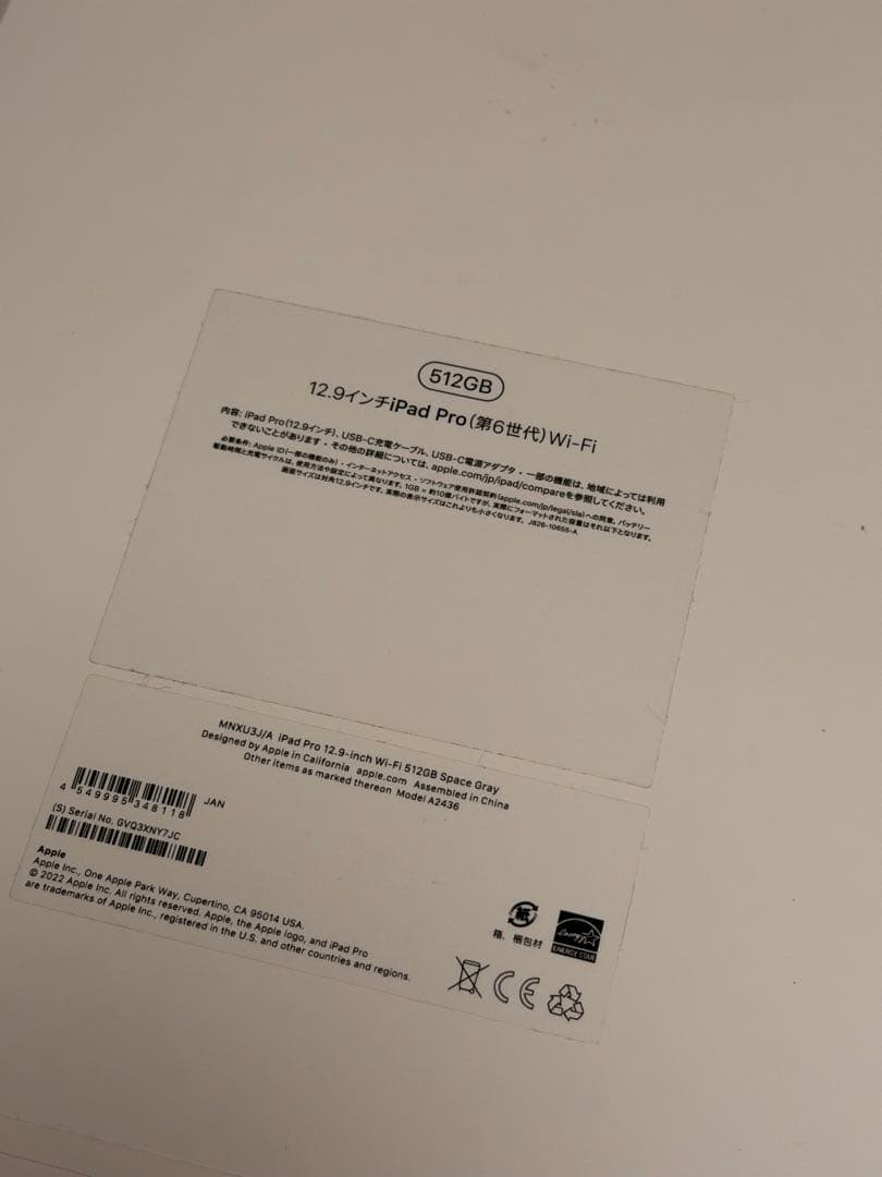 iPad Pro(第6世代 12.9インチ) 512gb