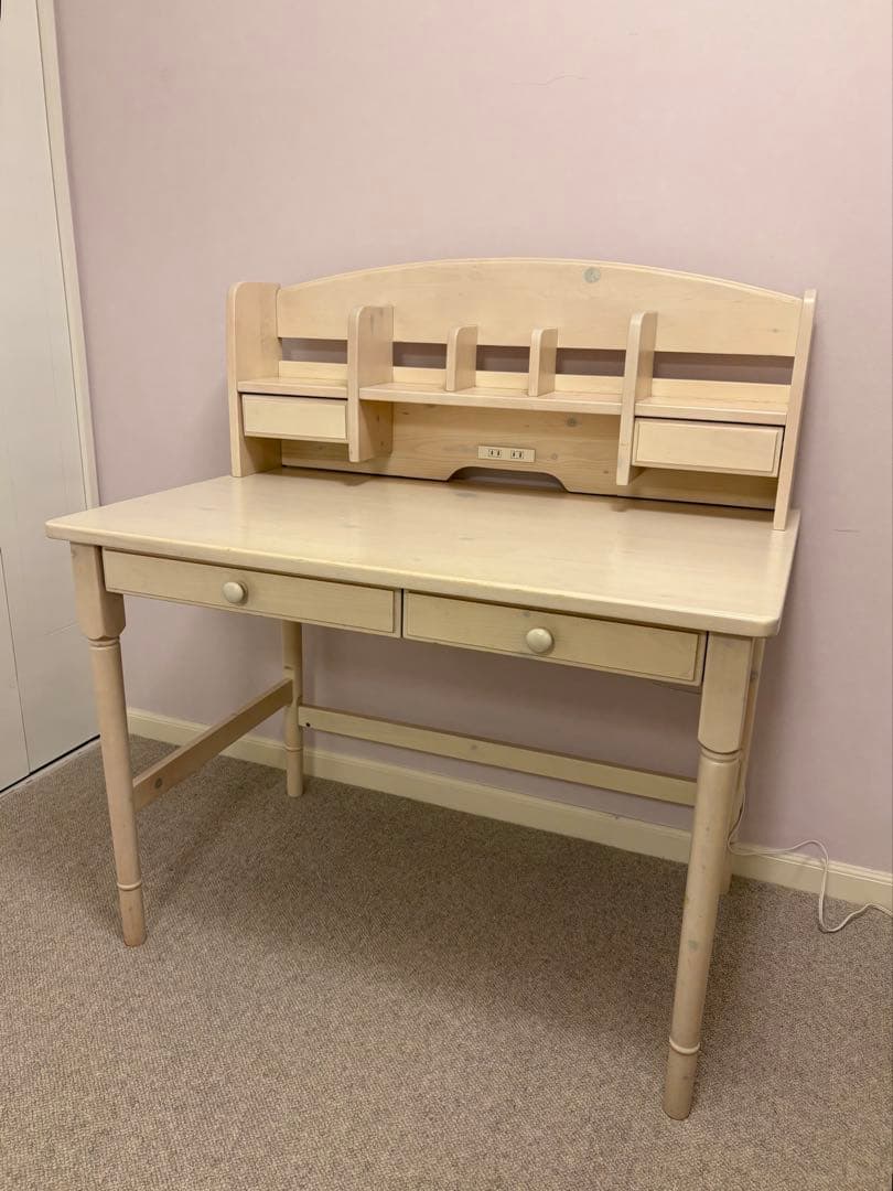 取外し可能仕切り収納&電源コード付き/2wayデスク（学習机）