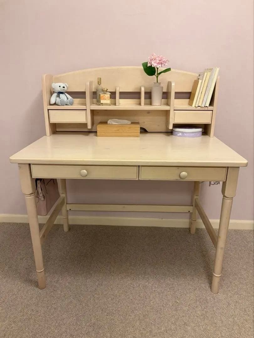 取外し可能仕切り収納&電源コード付き/2wayデスク（学習机）