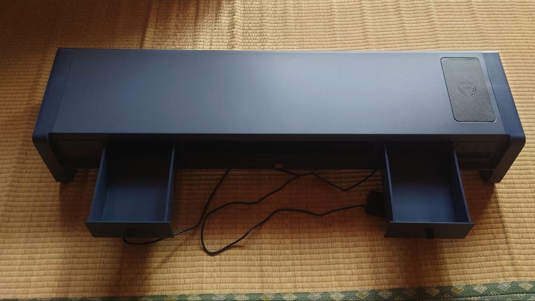 ネイビー モニター台 収納トレイ付き