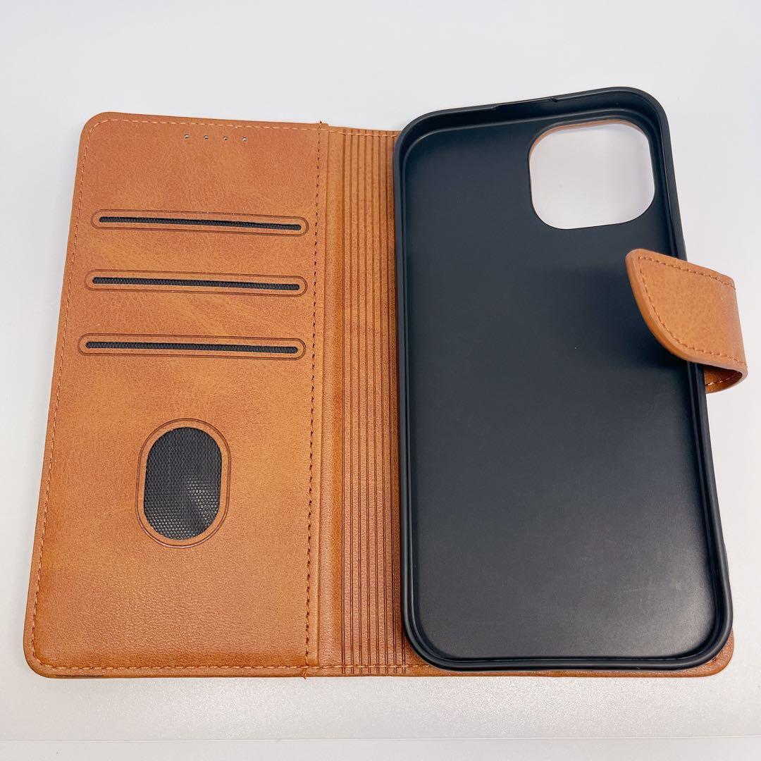 MuZiF iPhone 15 ケース 手帳型 ブラウン 全面保護 カード収納