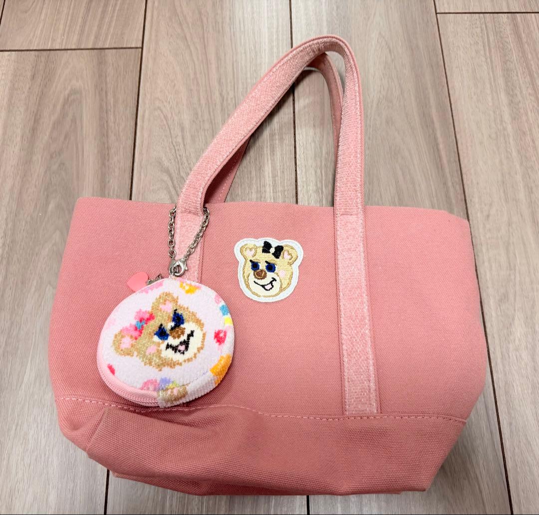 フェイラー　オールドテディ ワッペントートバッグ　ピンク