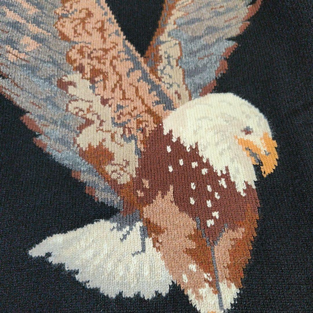 〜80s スコットランド製 カシミアセーター アニマル柄　鷹　ビンテージ　希少