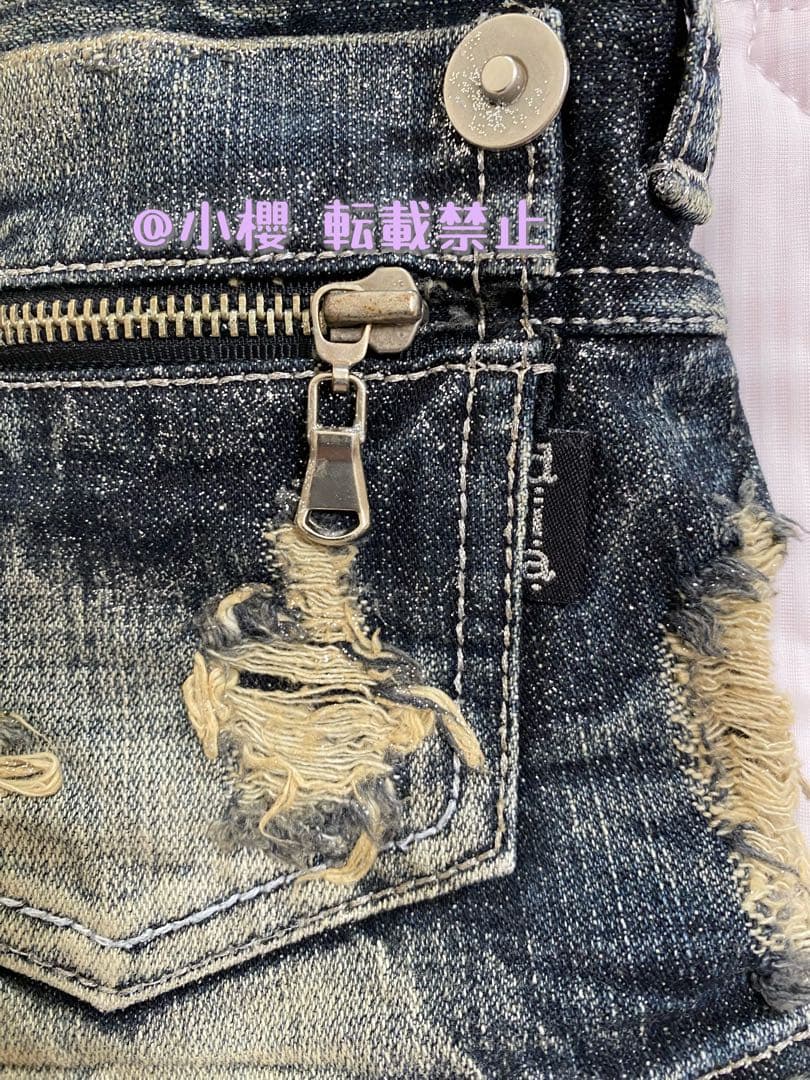 【希少】ギャル服◆d.i.a.ダメージ加工◆ラメ◆デニムショーパン◆平成ギャル
