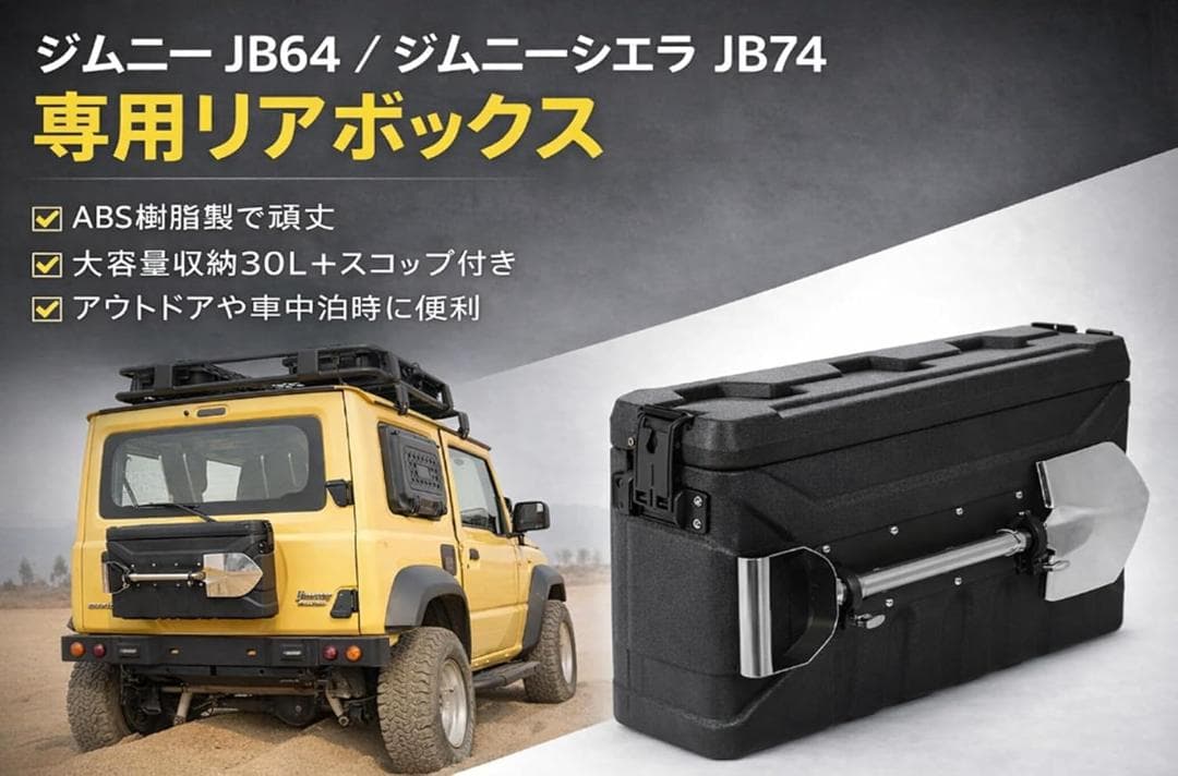 スズキ Jimny JB64 JB74 専用 リア収納ボックス スコップ付