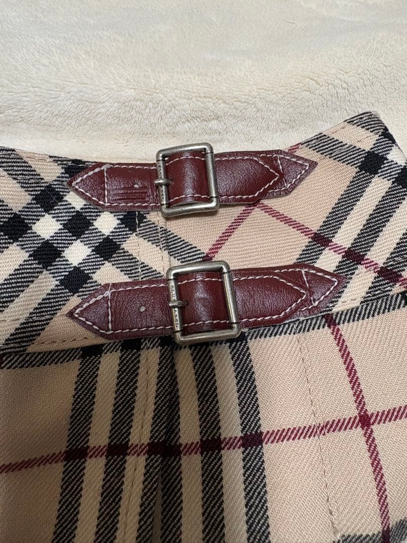 バーバリーブルーレーベル ラップスカート ノバチェック プリーツ ベージュ 36