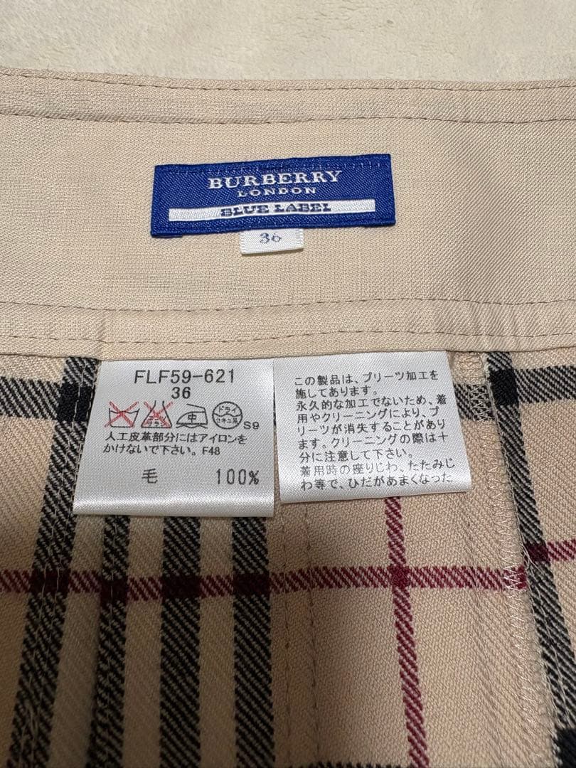 バーバリーブルーレーベル ラップスカート ノバチェック プリーツ ベージュ 36