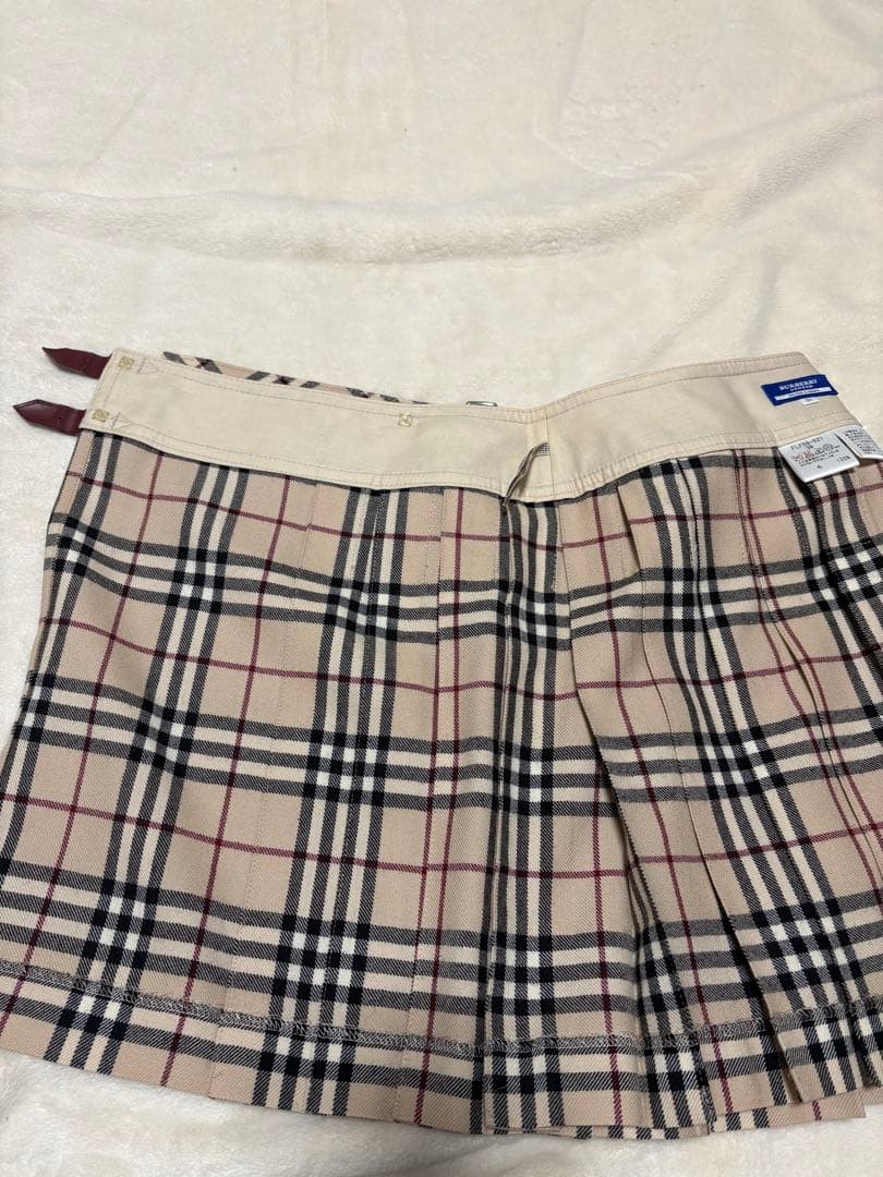 バーバリーブルーレーベル ラップスカート ノバチェック プリーツ ベージュ 36