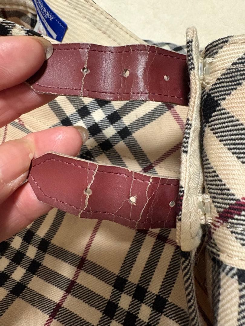 バーバリーブルーレーベル ラップスカート ノバチェック プリーツ ベージュ 36