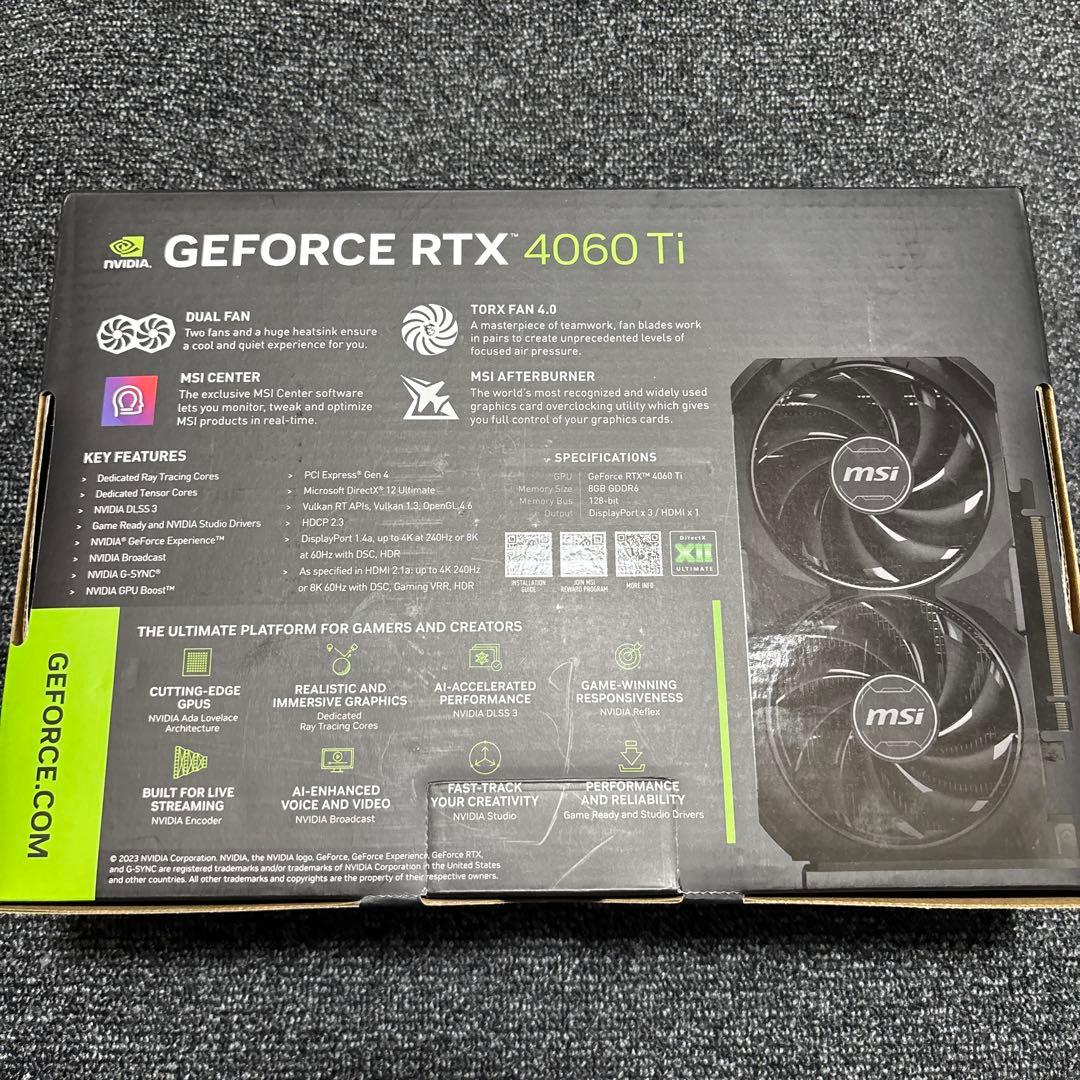 グラフィックボード・グラボ・ビデオカード MSI GEFORCE RTX 4060 Ti VENTUS2X