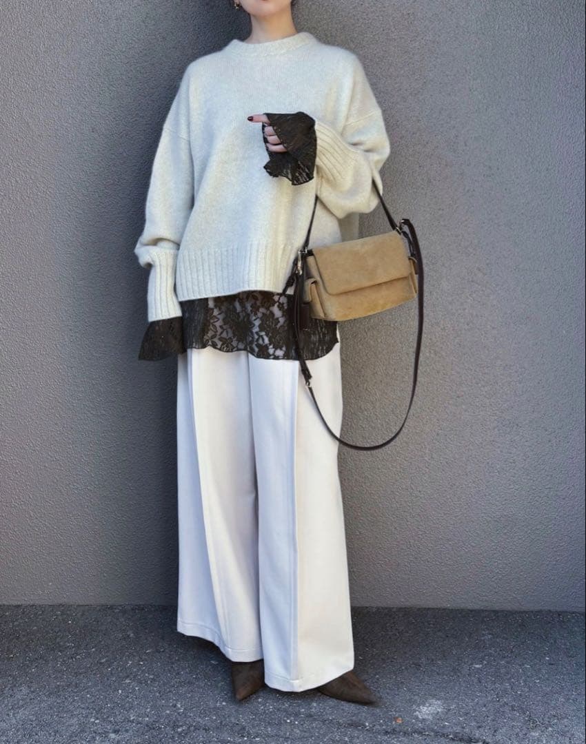 トップス AMERI VINTAGE COMBINATION LACE TOP