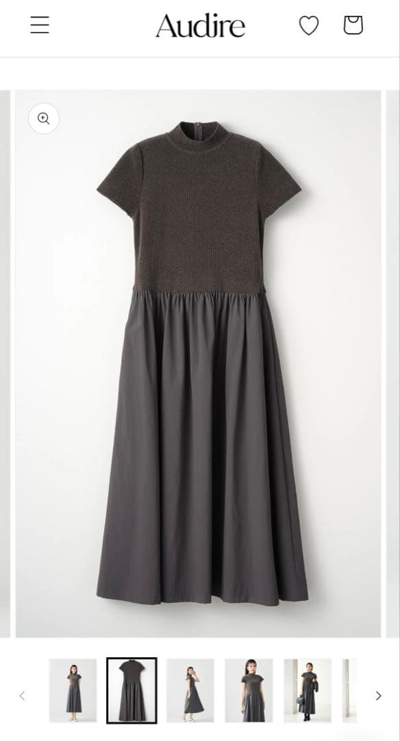 【超美品】Audire Velor touch knit dressGray（S