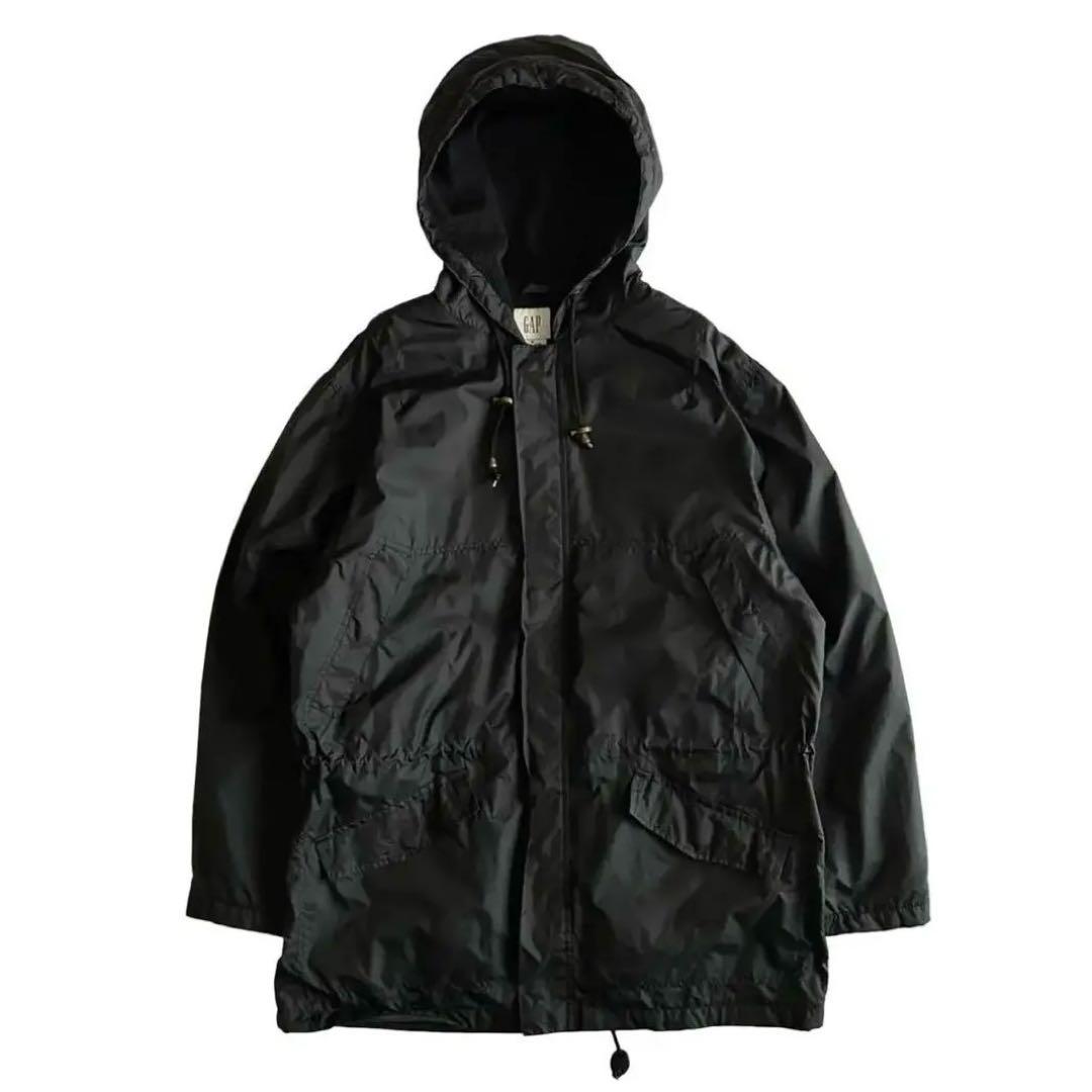 【希少】90s OLD GAP 裏フリース モッズコート ブラック 白タグ