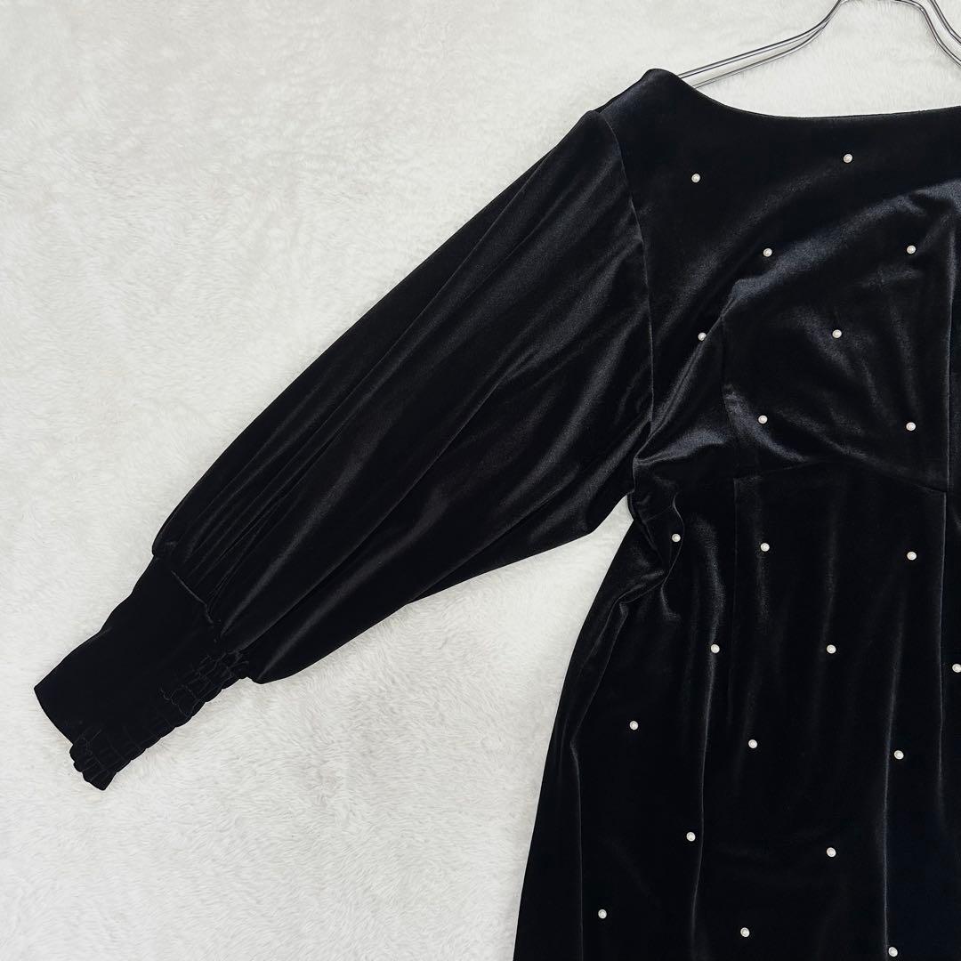 25AW 極美品✨Ameri アメリ バックオープン パール ベロアドレス S